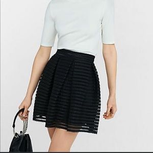 EXPRESS Black Fit and Flare Mesh Skirt